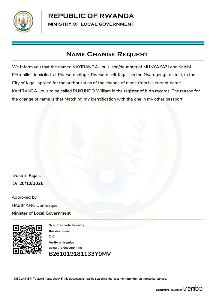 Name change request